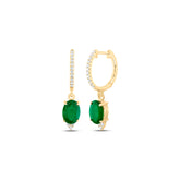 1/6CTW-DIA ANA M 7X5MM OVAL-EM NAT GEM DANGLING EARRING